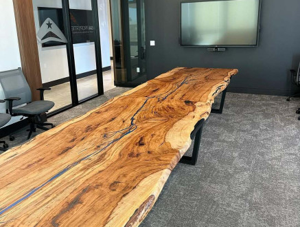 The Riverline – 16 ft Spalted Pecan Conference Table BlackHawk