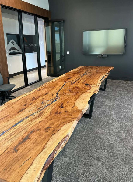 The Riverline – 16 ft Spalted Pecan Conference Table BlackHawk
